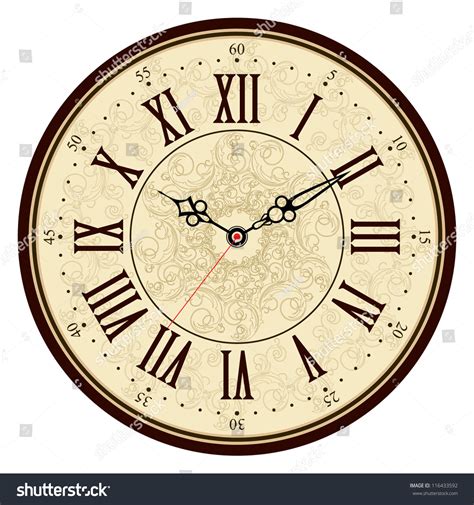 Vector Old Vintage Clock Face Stock Vector 116433592 Shutterstock