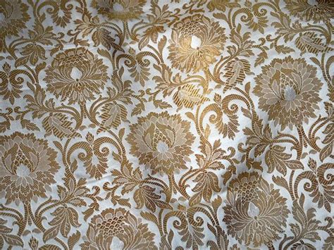 Brocade Fabric In Cream Gold Weaving Banaras Brocade Wedding Dress