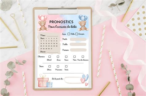 Jeu De Pr Diction Pronostics Pour Naissance Baby Shower Et Gender