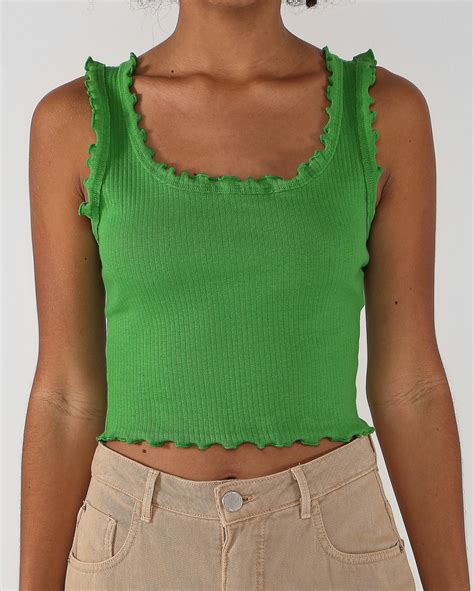 Riachuelo Regata Cropped Feminina Malha Canelada Ripple Verde Pool