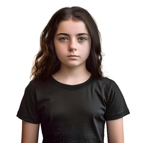 Renderização digital 3d de uma adolescente camiseta preta isolada