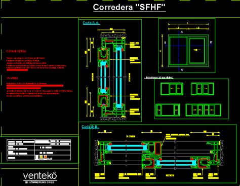 Ventana Corredera En DWG 151 25 KB Librería CAD