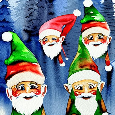 Watercolor Yule Cute Gnomes · Creative Fabrica