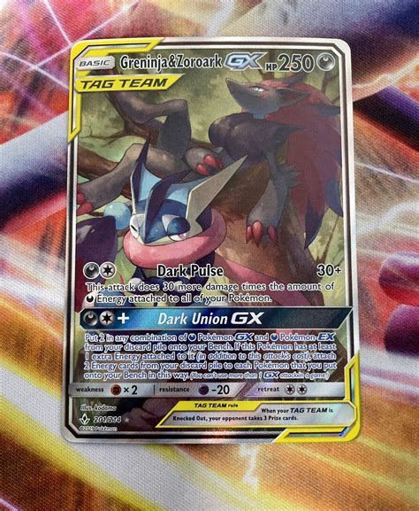 Pokemon TCG Full Art Greninja Zoroark GX 201 214 Unbroken Bonds Alt