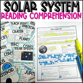 Solar System Reading Comprehension Worksheets And Astronomy Vocabulary