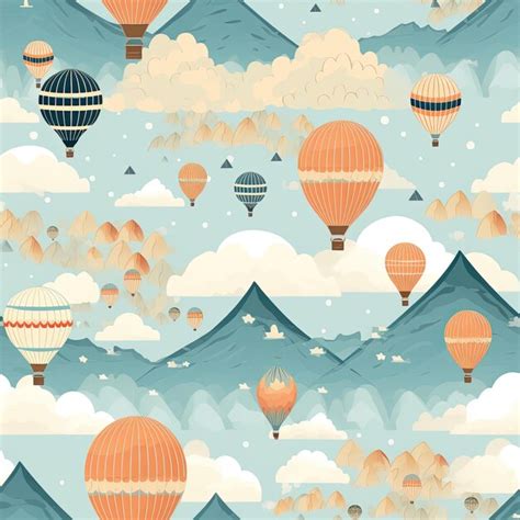 Premium Photo Whimsical Hot Air Balloons Floating Above A Mountain Range