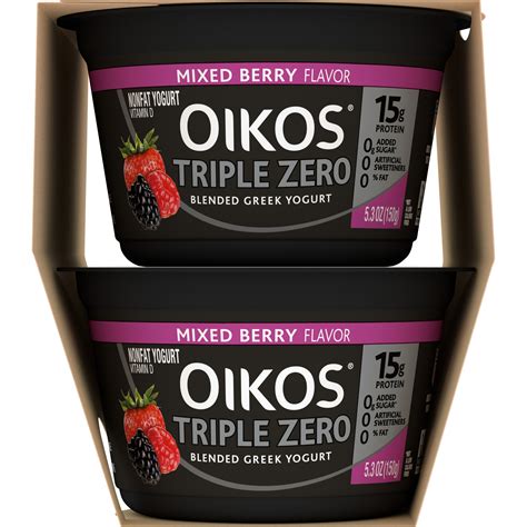 Oikos Triple Zero Mixed Berry Greek Yogurt Cups 5 3 Oz Shipt