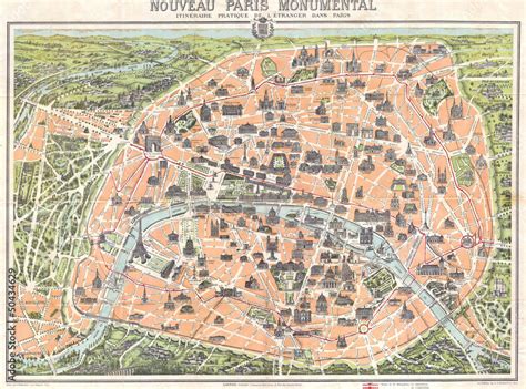 Paris vintage map Stock Photo | Adobe Stock