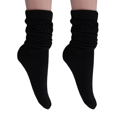 Womens Heavy Slouch Socks Black Size 9 To 11 3 Pairs