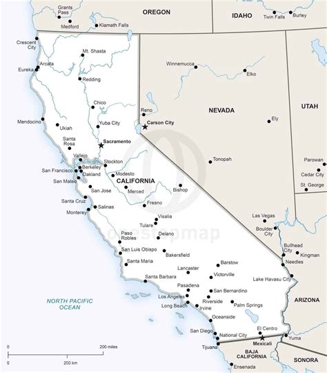 Vector Map of California political | One Stop Map