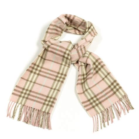 Burberry Cashmere Check Fringe Scarf Pink 648646 Fashionphile