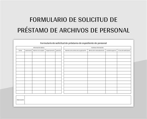 Plantilla De Excel Formulario De Solicitud De Préstamo De Archivos De