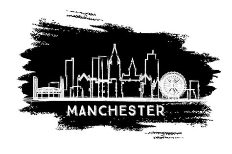 Manchester UK City Skyline Silhouette Hand Drawn Sketch 17798016