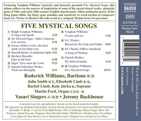 Ralph Vaughan Williams Mystical Songs Cd Jpc