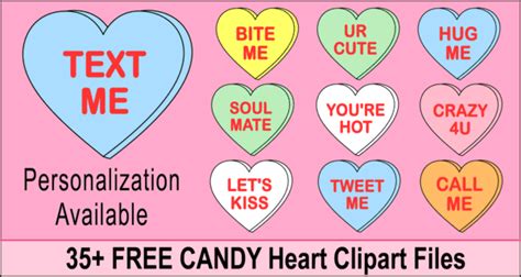 Candy Heart Sayings Valentines Day Conversation Clip Art Patterns