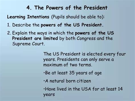 Ppt 4 The Powers Of The President Powerpoint Presentation Free