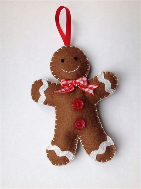 Felt Gingerbread Man Christmas Ornament Christmas Ornaments Felt