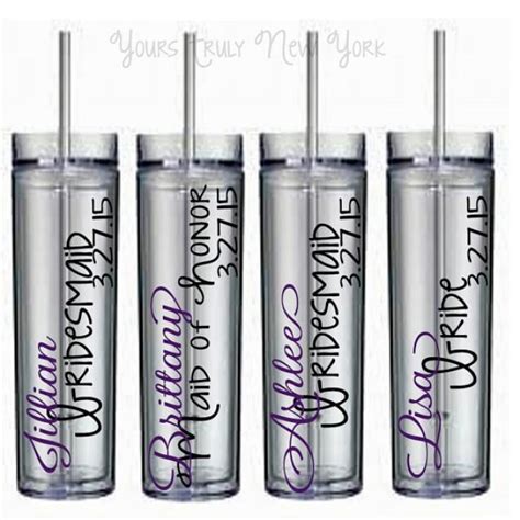 Set Of 7 Personalized Tumblers Monogram Tumbler Bridesmaid T Bridesmaid Cup Monogrammed