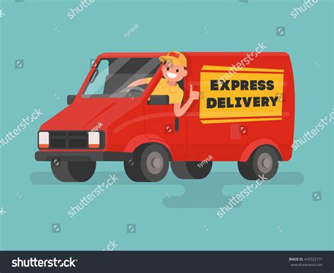 Funny Car Driver Delivery Service Vector Stock Vector 410722771