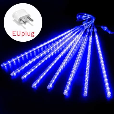 30cm Prise UE Bleu Guirlande solaire LED imperméable avec pluie de