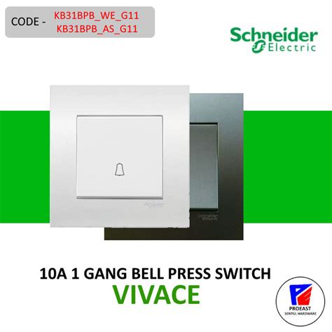 Schneider Electric Vivace 10a 1 Gang Bell Press Switch Door Bell Switch Gate Bell Switch