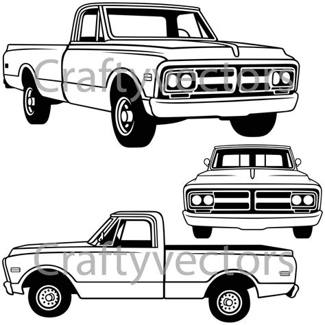 Chevrolet Gmc C10 1972 Vector Truck Coloring Pages Gmc C10 Trucks