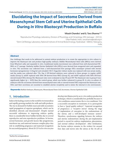 PDF Elucidating The Impact Of Secretome Derived From Mesenchymal Stem