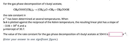 Solved For The Gas Phase Decomposition Of T Butyl Acetate Chegg