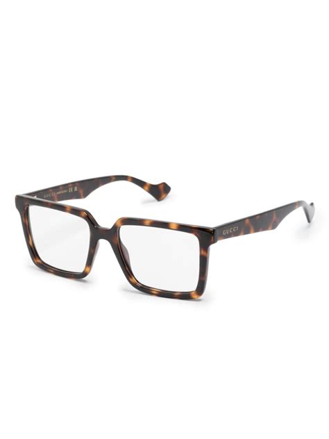 Gucci Eyewear Tortoiseshell Square Frame Glasses Brown Farfetch