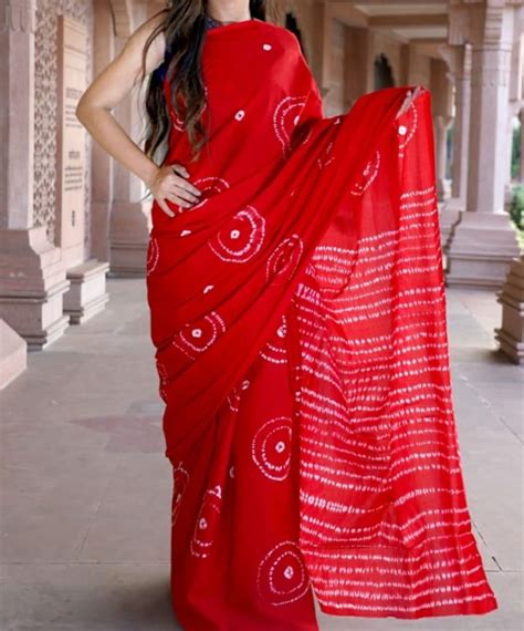 Beautiful Hand Block Printed Malmal Cotton Saree With Blouse