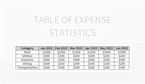 Free Expense And Expenditure Statistics Table Templates For Google