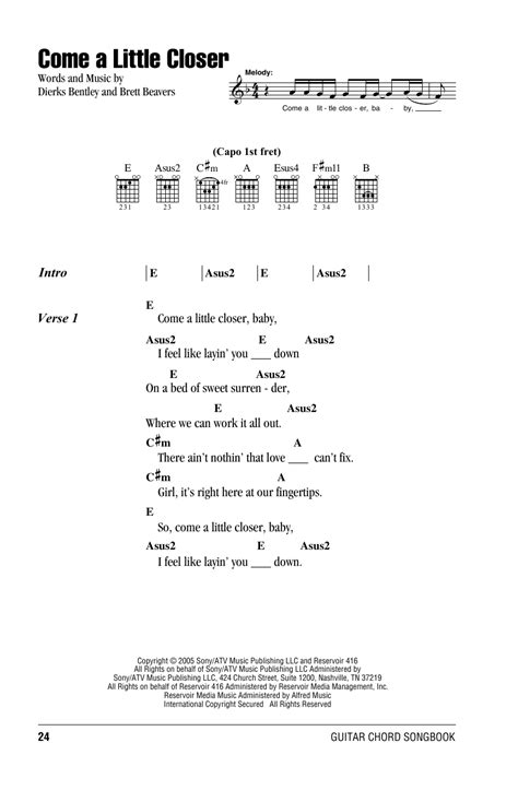 Come A Little Closer by Dierks Bentley - Guitar Chords/Lyrics - Guitar Instructor