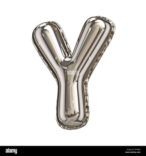 Silver Foil Balloon Font Letter Y 3D Rendering Illustration Isolated On