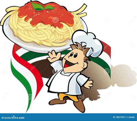 Cuisinier Italien De Chef Avec Des Spaghetti Image Stock Image 18019321