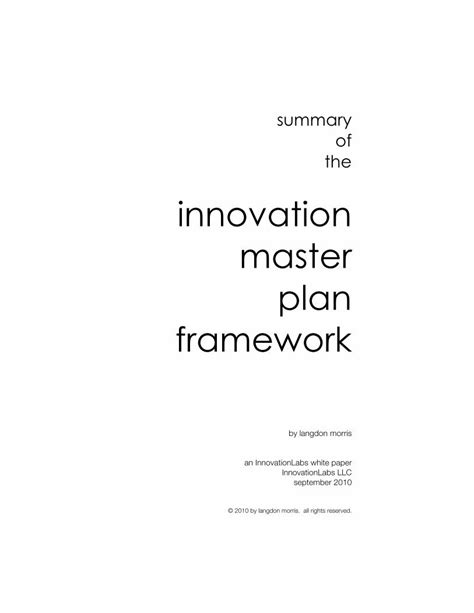 Pdf Innovation Master Plan Framework Innovation Pdf