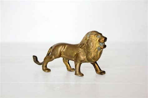 Vintage Brass Lion Figurine Etsy Vintage Brass Brass Figurines