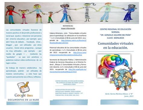 Comunidades Virtuales Y Su Potencial Educativo Triptico Ppt