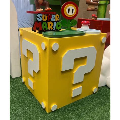 CUBO MESA MDF INTERROGACAO MARIO BROS 60X40CM