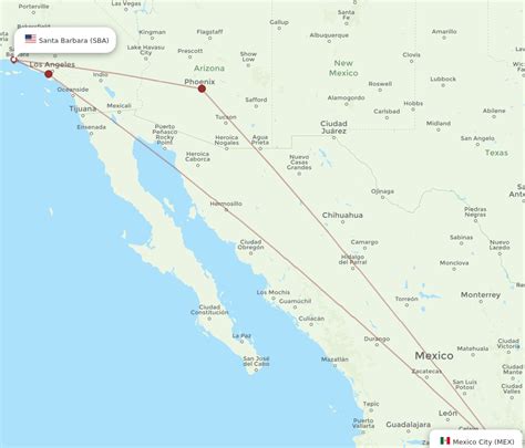 Flights From Mexico City To Santa Barbara MEX To SBA Flight Routes