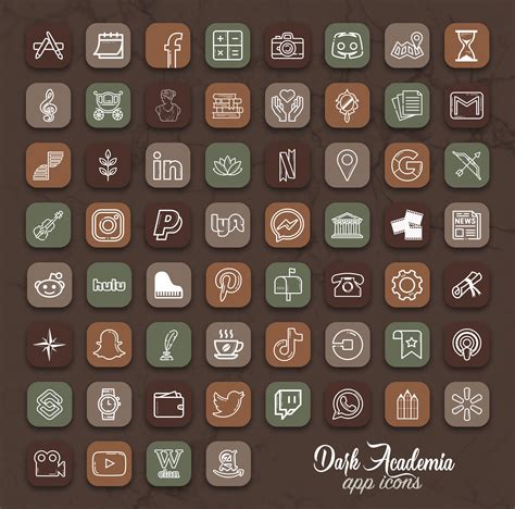 Dark Academia Aesthetic App Icons iOS 14 & Android - Free App Icons 🕰️ ...