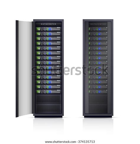 Two Black Adjustable Computer Server Racks Stock Vector Royalty Free