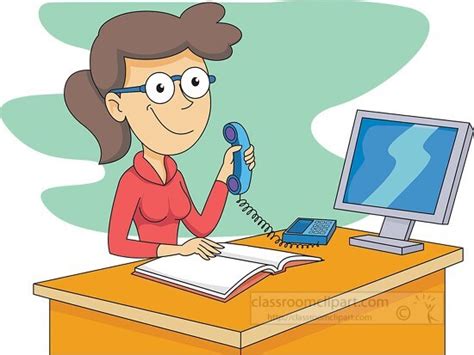 School Clipart - school secretary answering telephone clipart