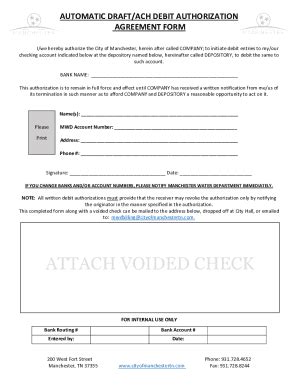 Fillable Online Authorization Agreement For Automatic Ach Fax Email