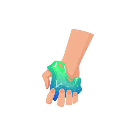 Hand Holding Neon Green Slime Toy Flat Vector Illustration Isolated Stock Vector By ©sabelskaya