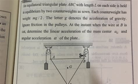 Solved Own An An Equilateral Triangular Plate Abc With