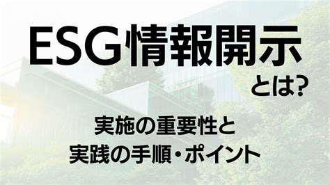 Esg情報開示とは？実施の重要性と実践の手順・ポイントを徹底紹介 コラム ワークショップで企業のsdgs推進をサポートするnoltyサステナ