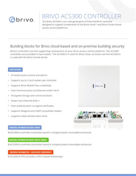 Brivo Acs Ip Wifi Door Controller Instruction Manual