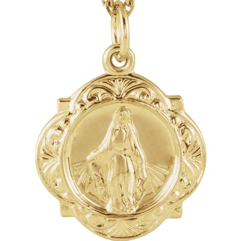 Diamond Deal K Yellow Gold Mm Miraculous Medal Charm Pendant