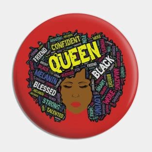 Woke Black Queen Words In Afro Hair Graffiti Font Pins And