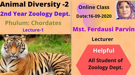 Online Class Zoology 2nd Year Hons Animal Diversity 2 Phylum Chordates